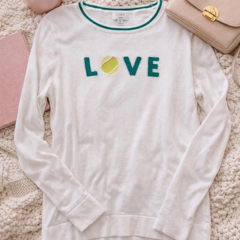 J.Crew LOVE Tennis Sweater Small White Cotton Re-Imagined